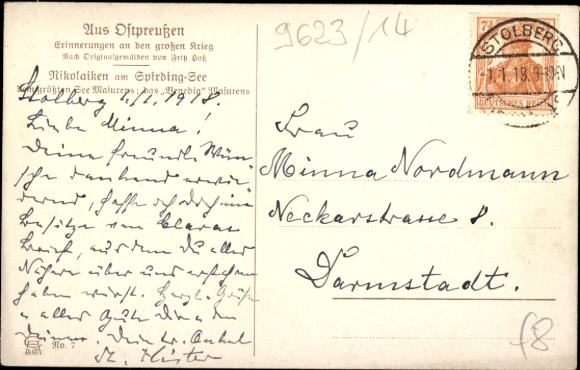 Artist Postcard Haß, Fritz, Mikołajki Nikolaiken Masuren East Prussia, partial view, Spirdingsee