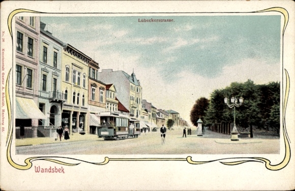 passe-partout Ak Hamburg Wandsbek, Lübecker Straße, tram