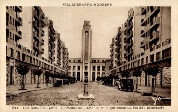 Ak Villeurbanne Rhône, Villeurbanne Moderne, Avenue de l'Hôtel-de-Ville, moderne Gebäude, Straßen