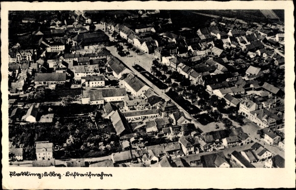 Postcard Plattling im Gäuboden Niederbayern, aerial photograph of the village