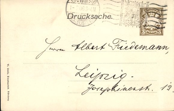Particuliere postwaardestukken Beieren PP 11 C 2 01. 18. Duitse Filatelistendag Neurenberg 1906, SSt. 07