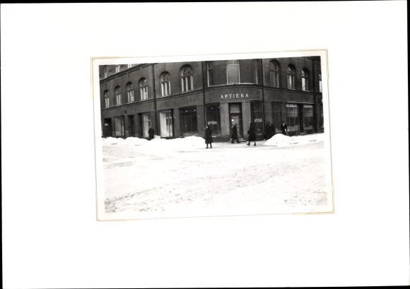 Photo Riga Latvia, Terbatas iela 23, pharmacy, winter view