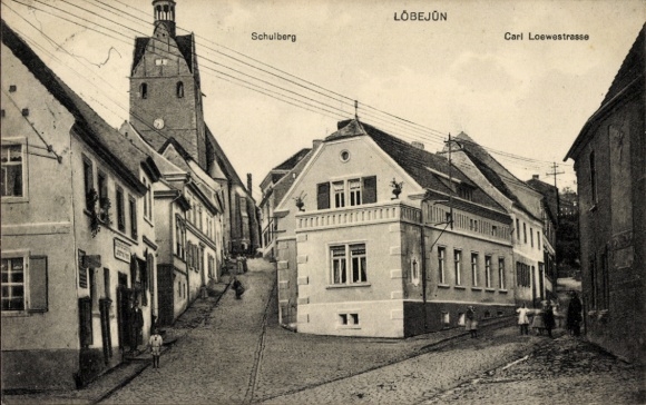 Ak Löbejün im Saalekreis, Stadtansicht  Schulberg, Carl Loewestrasse