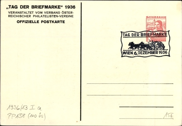 KP pocztowa Wiedeń, Dzień Znaczka 1936, Stowarzyszenie Austriackich Stowarzyszeń Filatelistycznych