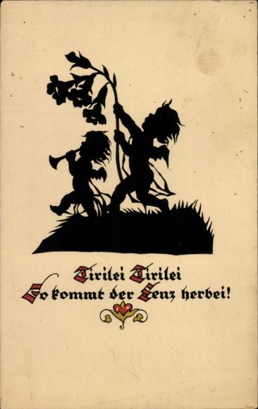 Scherenschnitt Ak Plischke, Georg, Nr. 96, Tirilei so kommt der Lenz herbei, Engel