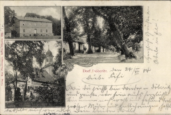 Postcard Dorf Döberitz im Havelland, partial views, church