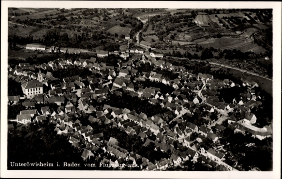 Postcard Unteröwisheim Kraichtal in Baden, aerial photograph
