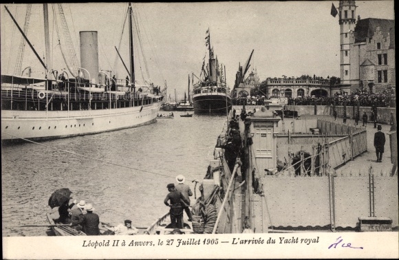 Postcard Antwerpen Anvers Flandern, Alberta, Royal Yacht of Leopold II., Arrival