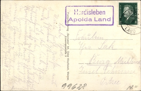 KP Hardisleben Turyngia, widok całkowity, karczma Paul Pressler, pomnik honorowy, Dorfstraße