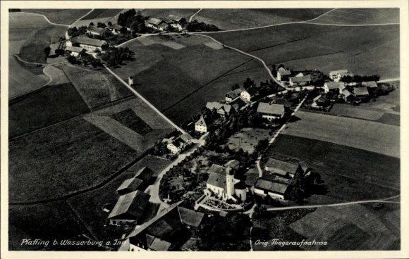 Postcard Pfaffing in Upper Bavaria, aerial photograph