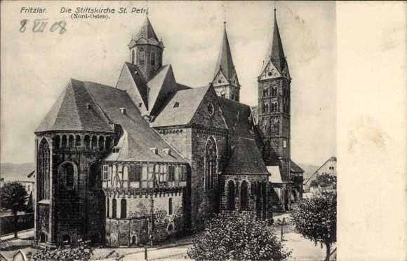 Postcard Fritzlar in Hesse, Collegiate Church of St. Petri