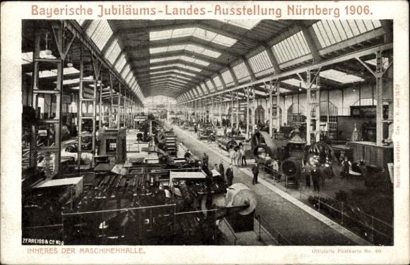 Postcard Nuremberg in Middle Franconia Bavaria, Bavarian Jubilee State Exhibition 1906, Machine Hall