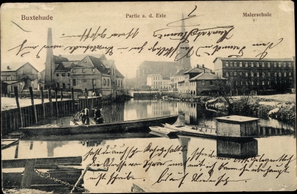 Postcard Buxtehude in Lower Saxony, Estepartie, painting school