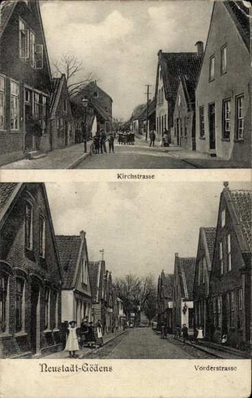 Postcard Gödens Sande in Friesland, Kirchstraße, Vorderstraße
