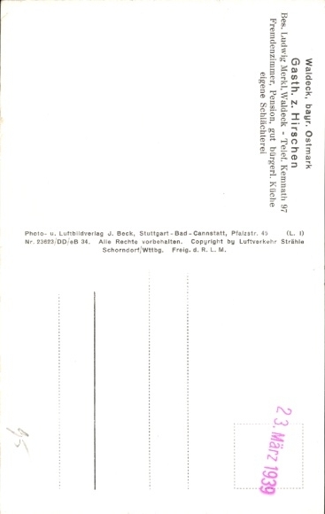 Postcard Waldeck Kemnath in the Upper Palatinate, aerial photograph, Gasthaus z. Hirschen, guest rooms