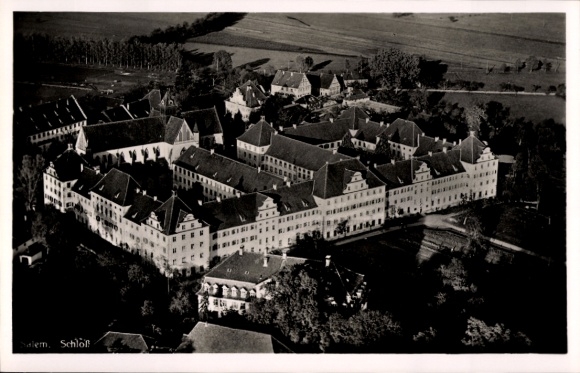 Postcard Salem in the Bodenseekreis Baden, Salem Castle, aerial photograph