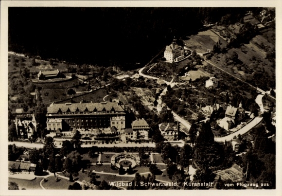 Postcard Bad Wildbad in the Black Forest, aerial view of Wildbad, Black Forest, spa