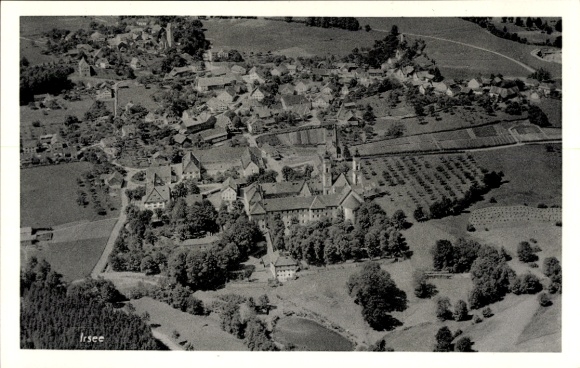 Postcard Irsee in Ostallgäu, aerial photograph