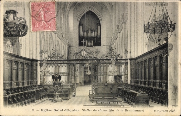 Ak Saint Riquier Somme, Kirche, Innenansicht, Chorgestühl