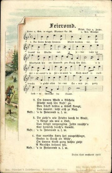 30 individual song cards, Anton Günther