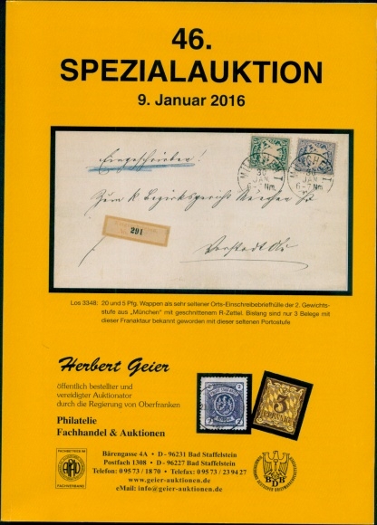 Katalog Herbert Geier, 46. Spezialauktion 9. Januar 2016