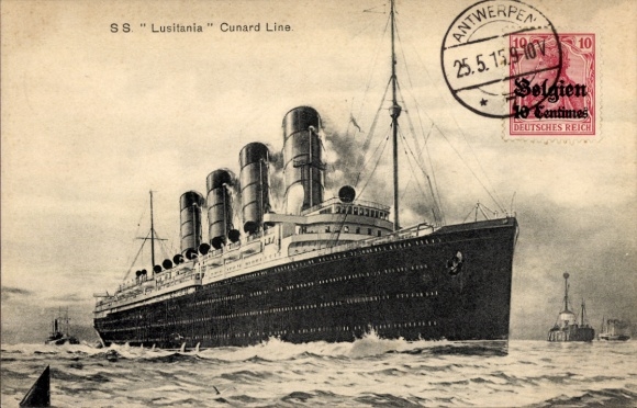 Ak-stoomboot SS Lusitania, Cunard Line