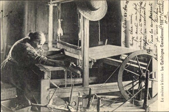Postcard Canada, carpet weaver, carpet