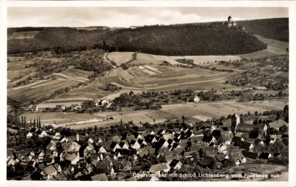 Postcard Oberstenfeld in Württemberg, Lichtenberg Castle, from the aerial photograph