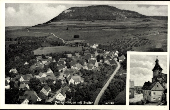 Ak Wissgoldingen Wißgoldingen Waldstetten Ostalbkreis Württemberg, Luftbild,  Staufen, ländliche 