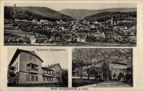 Postcard Bad Suderode Quedlinburg in the Harz Mountains, general view, sanatorium