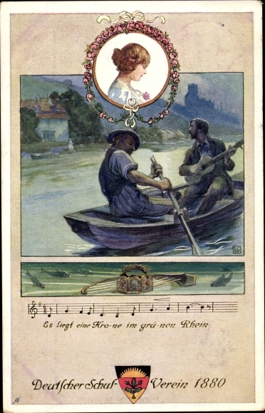 Song Postcard There is a crown in the green Rhine, German School Association No. 91