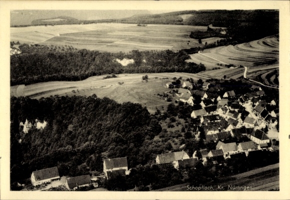 Postcard Schopfloch Lenningen in Württemberg, aerial photograph