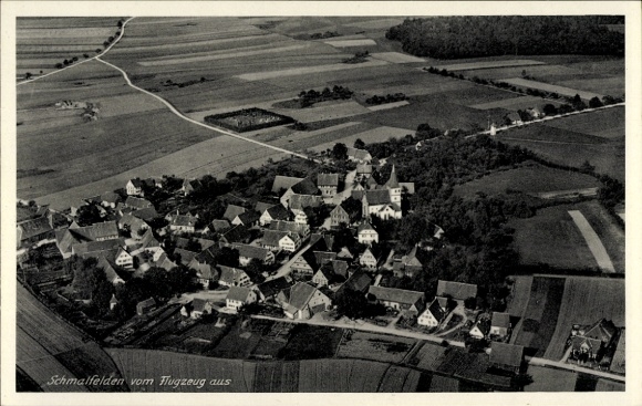 Postcard Schmalfelden Schrozberg in Württemberg, aerial photograph