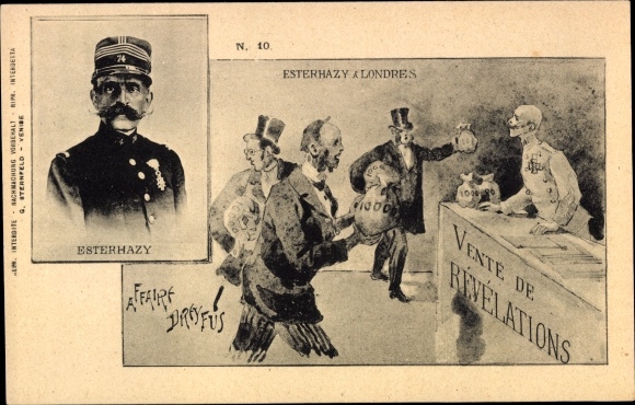 Judaika Postcard Dreyfus Affair, London, Ferdinand Walsin-Esterházy, Sale of Revelations