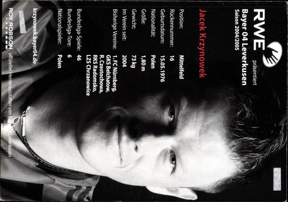 Collection picture soccer player Jacek Krzynowek, Bayer Leverkusen