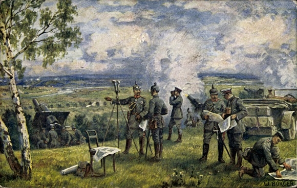 Artist Postcard Bürger, W., Yaroslavl Russia, Kaiser Wilhelm II during a battle