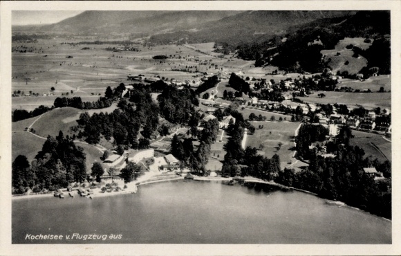 Ak Schlehdorf am Kochelsee Oberbayern, Fliegeraufnahme