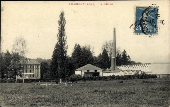 Postcard Charleval Eure, La Filature