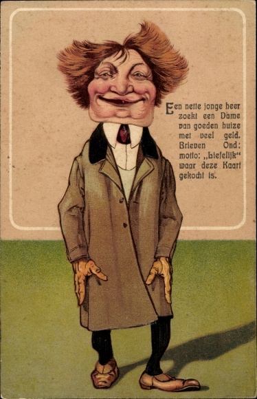 Embossed Chromo-Litho Young gentleman is looking for a lady from a good family