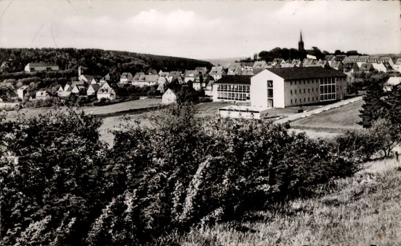 Postcard Frankenberg an der Eder Hesse, district vocational school, town view