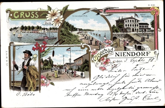 Litho Niendorf Timmendorfer Strand Ostholstein, Hotel Belvedere, Fischer