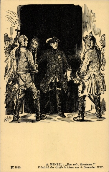 Artist Postcard Menzel, A., Frederick the Great in Lissa 1757