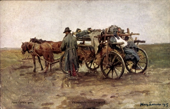 Künstler Ak Larwin, Hans, Verwundetentransport, Kuk Soldaten, I WK