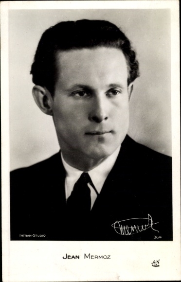 Postcard Pilot Jean Mermoz, aviation pioneer, portrait