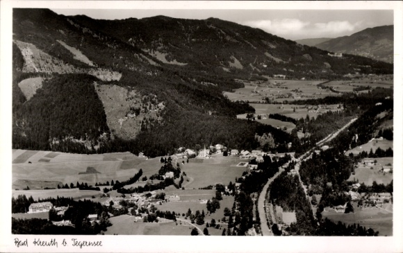Postcard Kreuth am Tegernsee Upper Bavaria, landscape photo, mountains, valley, small village,