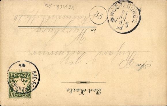 Vexier Postcard Man writes a letter, bee