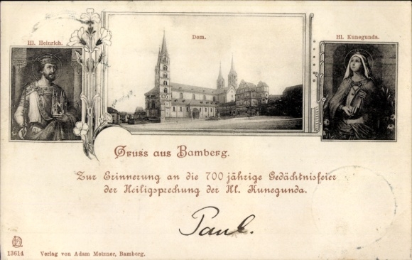 Postcard Bamberg in Upper Franconia, Cathedral, Kunegunda, Heinrich, canonization