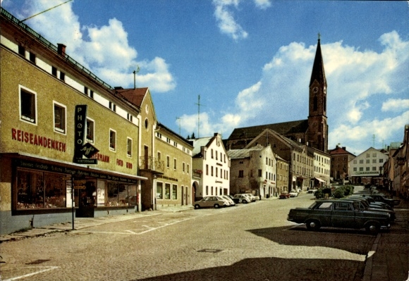 Ak Waldkirchen Niederbayern, Kirche, Geschäft für Reiseandenken
