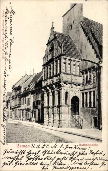 Ak Lemgo in Lippe, Stadtszene, Rathauslaube, historische Architektur