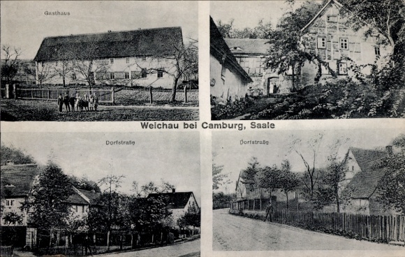 KP Weichau Schönburg an der Saale, zajazd, ulica wiejska, fragmenty ulic we wsi